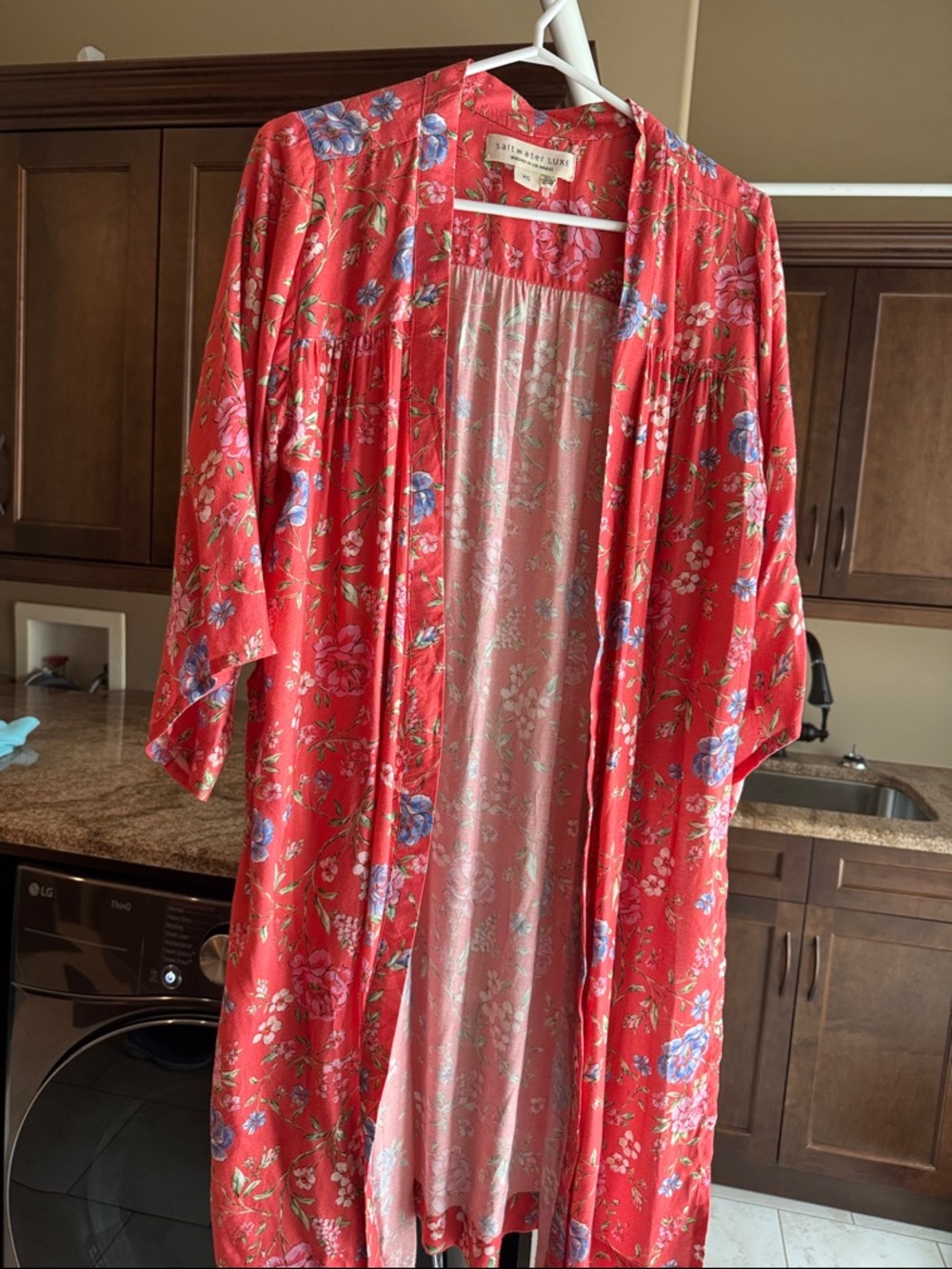 Anthropologie - saltwater LUXE Red Floral Open Kimono o/s